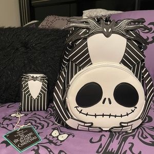 Jack Skellington Headless Suit Loungefly Backpack with Accordian Wallet Set